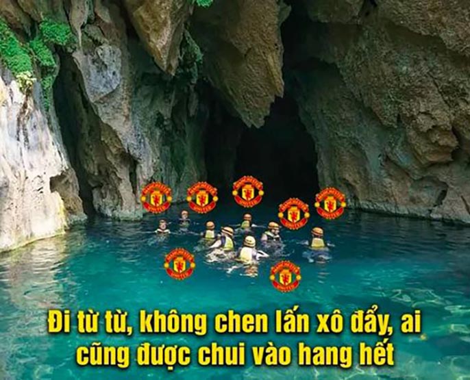 Ảnh chế fan mu chui vào hang